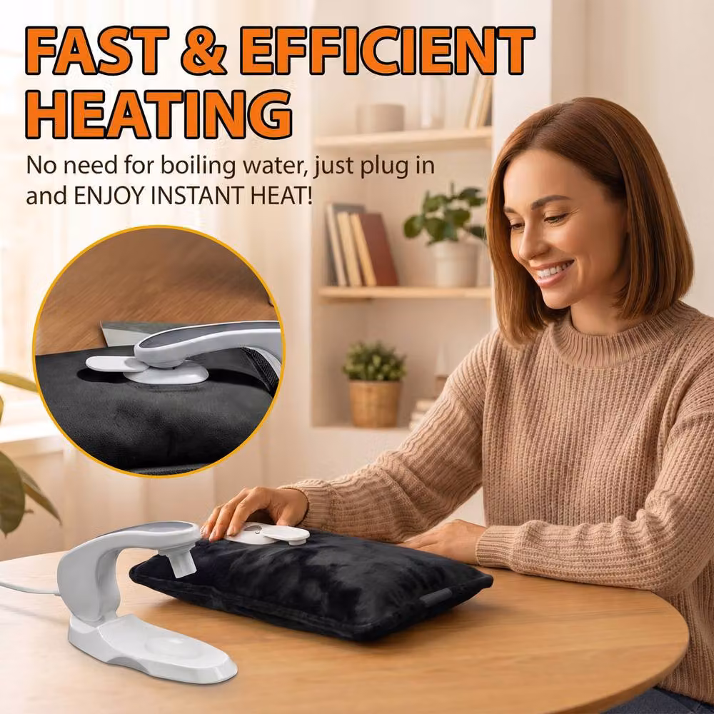 Crystals Rechargeable Electric Hot Water Bottle and Bed Hand Warmer Heat Pad in Black – 6