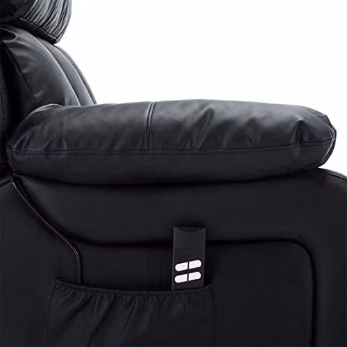 More4Homes Chester Dual Motor Electric Riser Recliner Armchair with Massage and Heat, Black Bonded Leather – 7