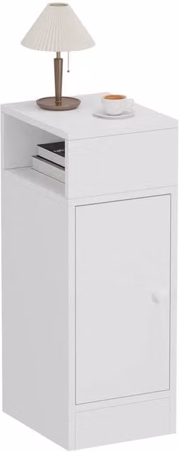 Kelvenix Pair of Modern White Matt Bedside Table Cabinets – 1