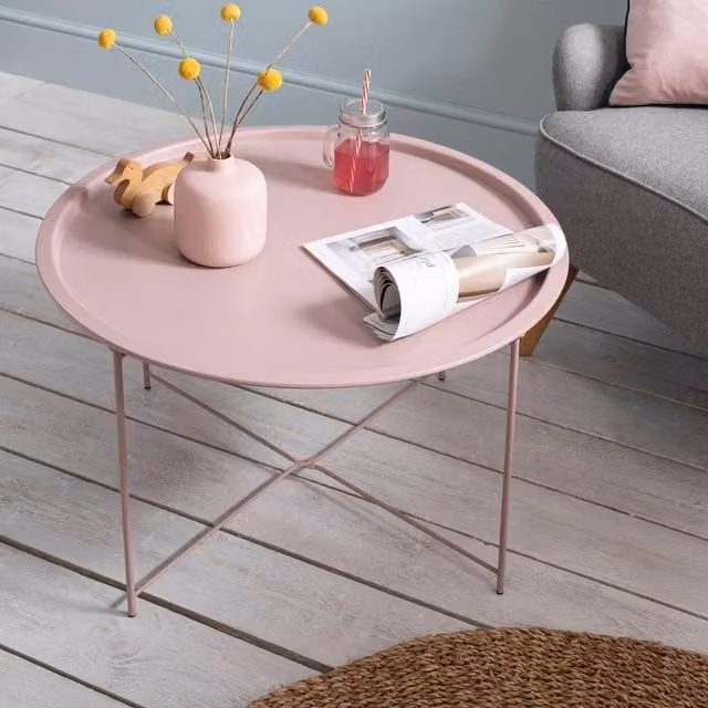 Nöa and Nani Bjarni Round Metal Coffee Table in Blush Pink – 1