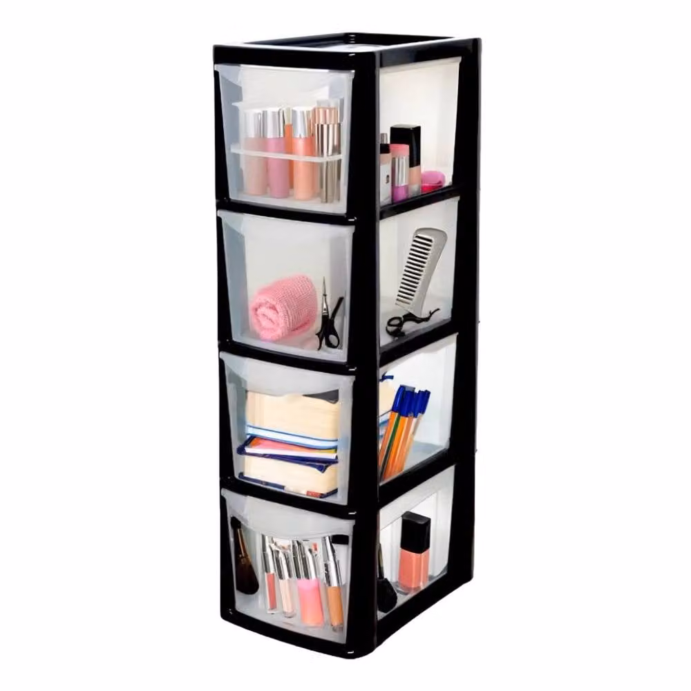 FORGEVIO 4 Drawer Medium Tower Plastic Storage Unit in Black – 2