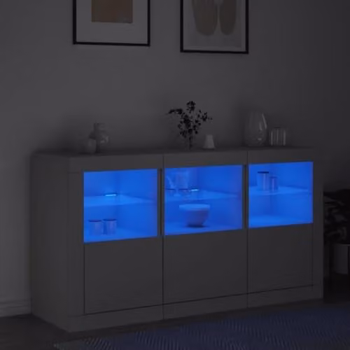 vidaXL Modern White Matt Sideboard with Integrated LED Lights W/D/H: 123 x 37 x 67 cm – 2