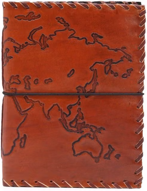 KDMK Leather Softcover Travel Journal in Light Tan and Orange with Paper Pages