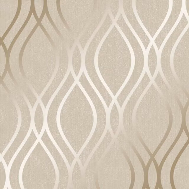 I Love Wallpaper Camden Wave Geometric Abstract Wallpaper in Gold and Yellow