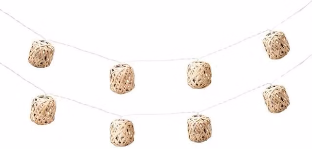 FLAVORA 10 LED Rattan Ball String Lights in Brown with Warm White Light and Timer