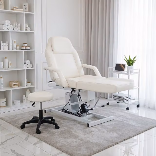 Darphe Beige Faux Leather Massage Beauty Salon Bed with Electric Height Lift