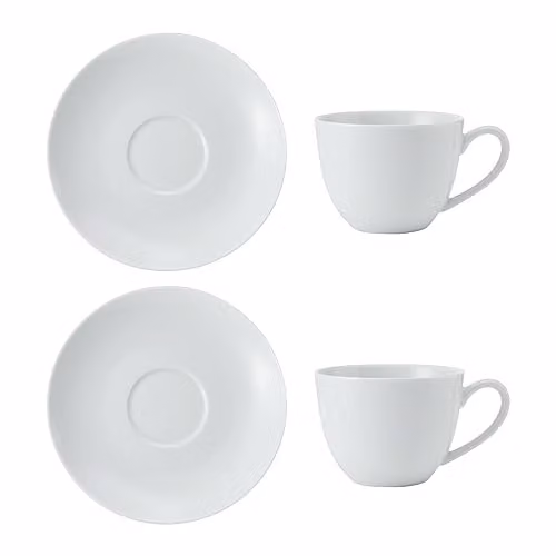 Mikasa Chalk Porcelain Cappuccino Cup and Saucer Set, 2 Pieces, White, 310ml