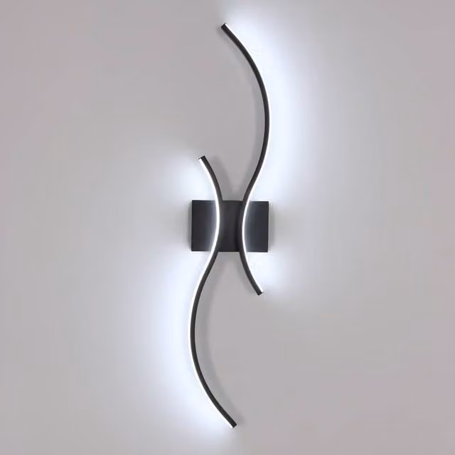 Pheashine Modern LED Curved Wall Sconce in Black, 27W, 6500K Cool White, 80 cm – 1