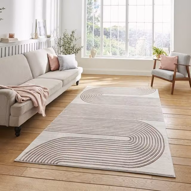 Terrys Apollo 2683 Modern Geometric Woven Rectangular Rug in Grey Rose