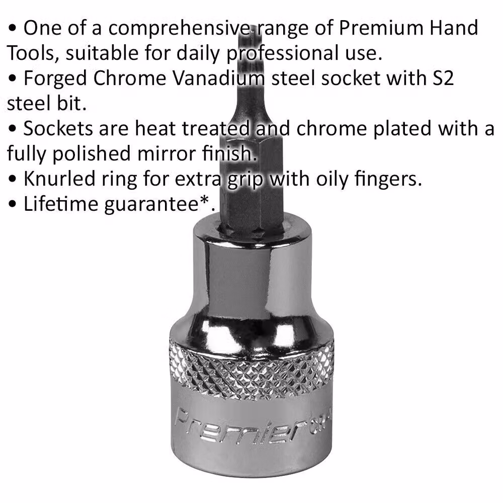 Loops T10 TRX Star Socket Bit with 3/8 inch Square Drive and Knurled Grip in Silver S2 Steel – 2