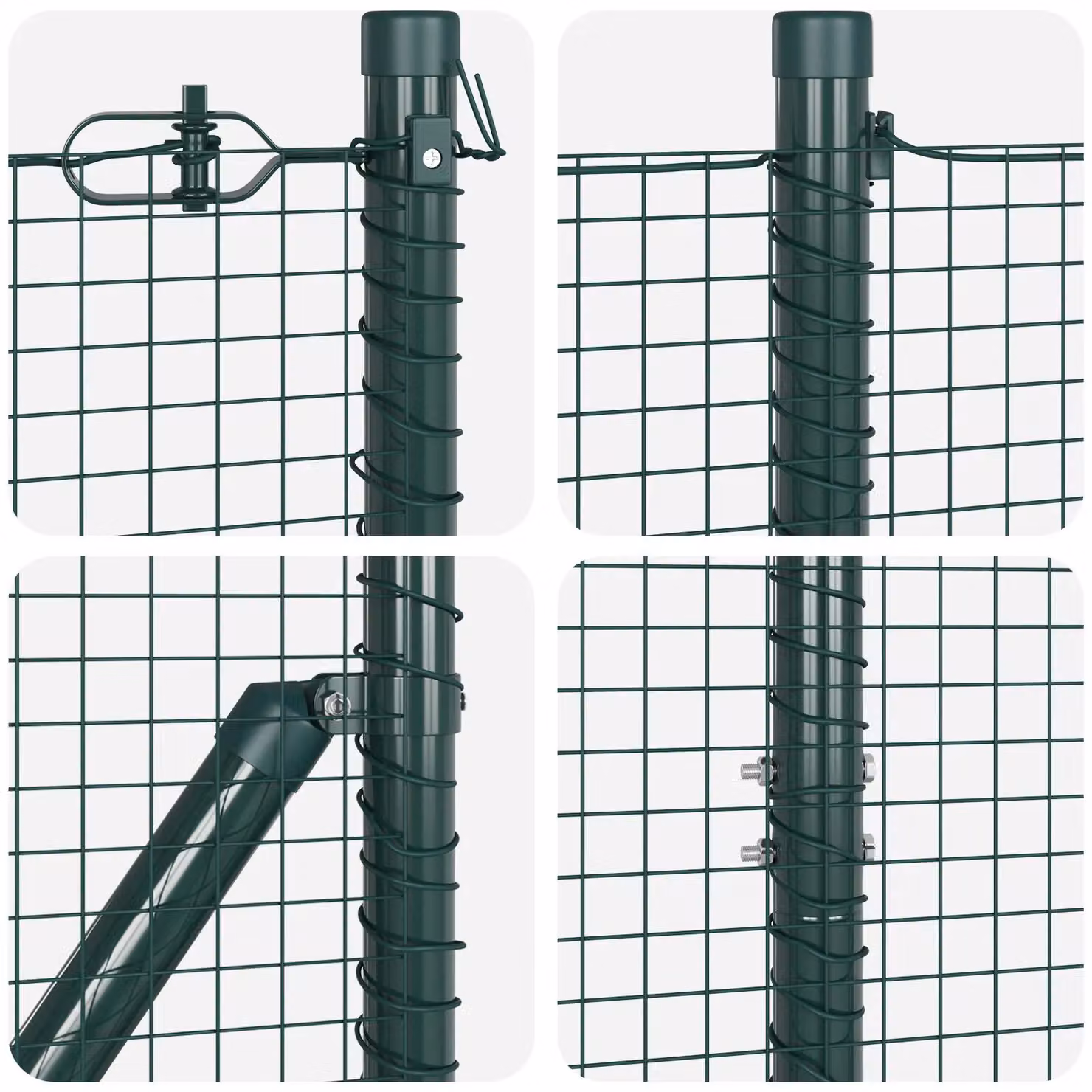 Berkfield Home Green Steel Welded Wire Fence with 13 Posts, 1 x 50 m – 3