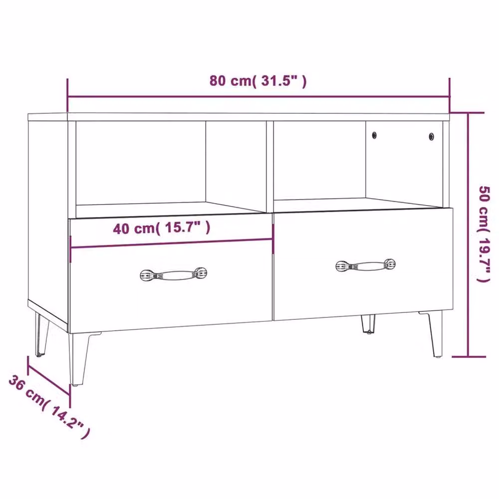 EONLION Modern High Gloss White MDF TV Cabinet, Width: 100 cm – 2