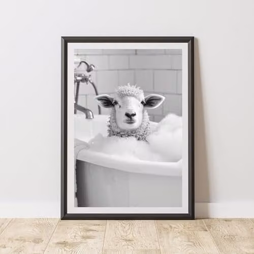 60 Second Makeover Sheep In The Bath Animal Print Paper Poster, A4