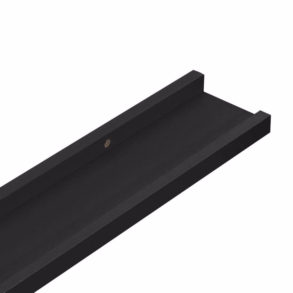 Berkfield Home Set of 2 Black MDF Picture Frame Ledge Shelves, W: 60 cm, D: 9 cm, H: 3 cm – 5