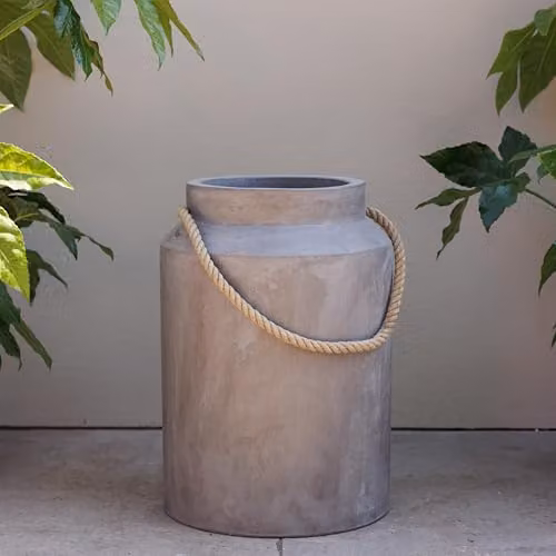 Primrose Concrete Milk Can Garden Planter Tub in Grey H: 50 cm, W: 35 cm, D: 20 cm – 1