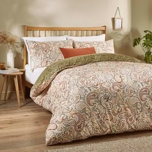 Riva Home Anika Reversible Paisley Printed Duvet Cover Set, Multicolour, W: 137 cm, H: 200 cm