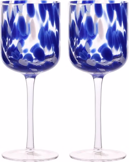 Hestia Blue and White Tortoise Shell Wine Glass Set of 2 – 1