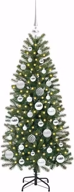 Berkfield Home Elegant Green Artificial Christmas Tree with 150 LEDs, Height: 120 cm, W/D/H: 75 x 37.5 x 120 cm