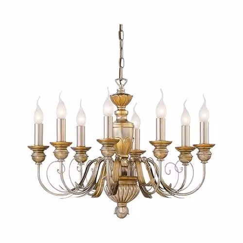 Ideal Lux Dora SP8 Suspended Round Metal Lamp in Gold/Brass with Height Adjustment