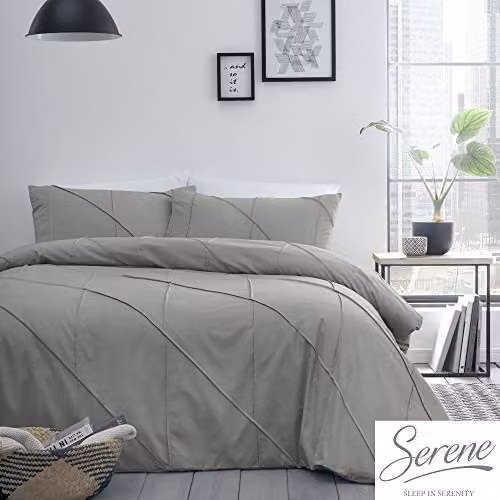 J Rosenthal & Son Serene Dart Grey Cotton and Linen Duvet Cover and Pillowcase Set, 200 x 200 cm