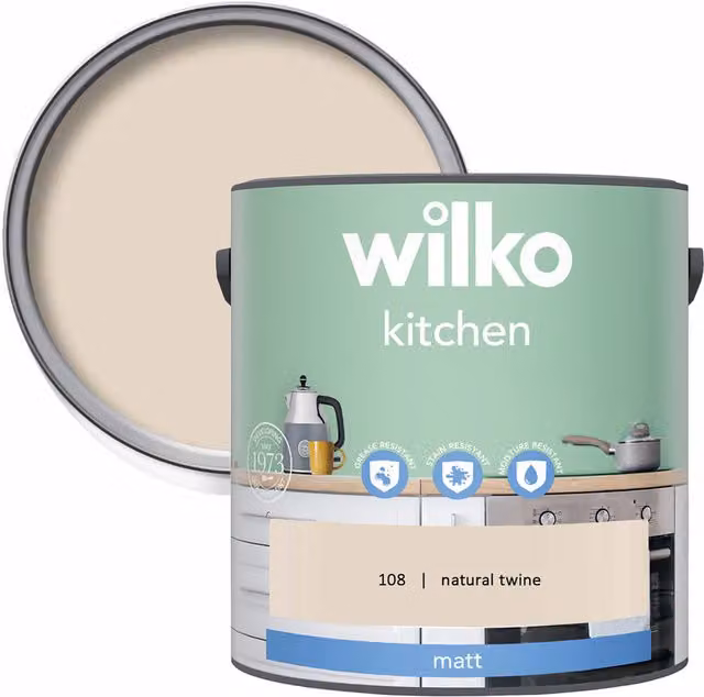 wilko Kitchen Matt Emulsion Paint, Beige, 2.5 l