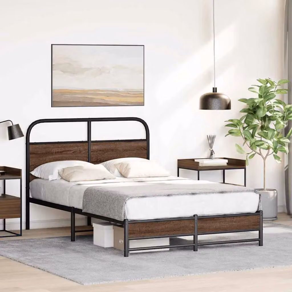 Berkfield Home Small Double Bed Frame in Brown Oak, W/D/H: 120 x 200 cm – 3