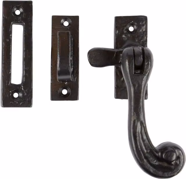 Hammer and Tongs Rustic Right Handed Window Fastener, Black, Iron, 45 x 110 mm