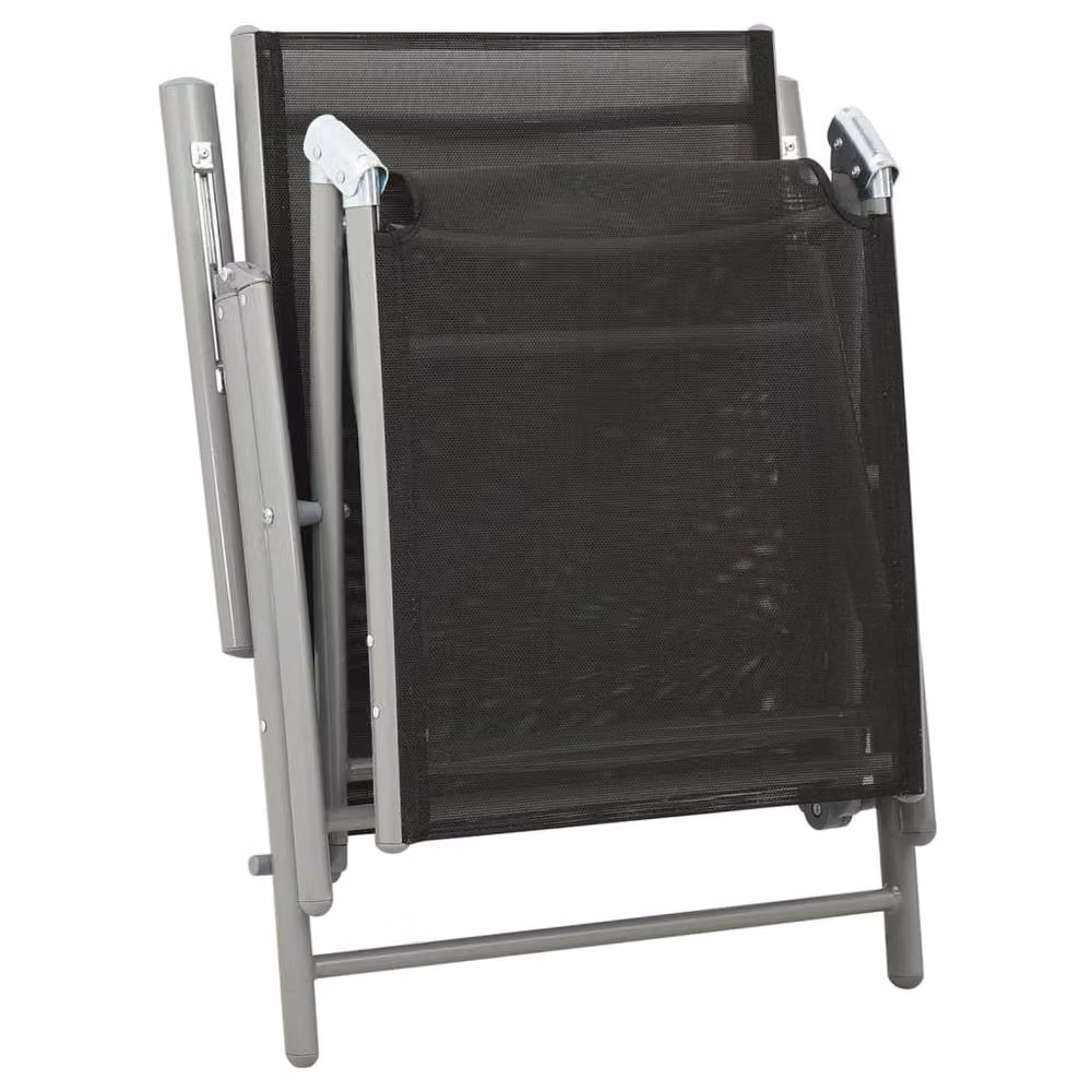 Berkfield Home 3 Piece Garden Lounge Set with Textilene and Powder Coated Aluminium in Black and Silver – 2