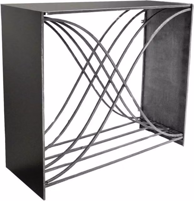 Ivyline Outdoor X Shape Zinc Log Storage in Grey, H: 88 cm, W: 100 cm