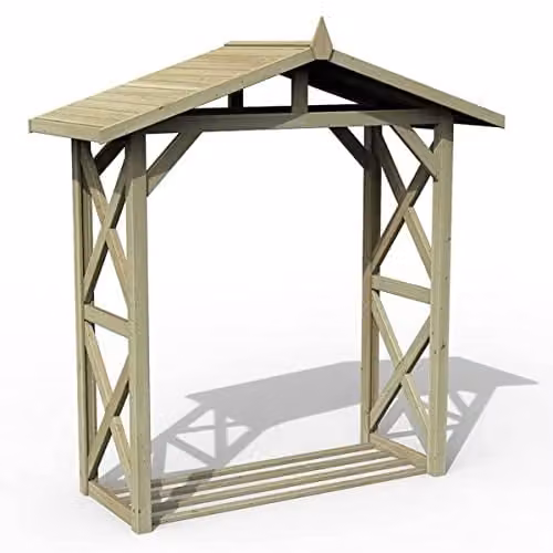 Forest Garden Large Rustic Brown Wall-Mounted Apex Log Store W/D/H: 90.0 x 59.0 x 214.3 cm – 1