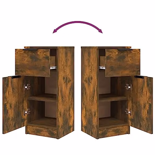 vidaXL Sideboard in Brown Smoked Oak, W/D/H: 30 x 30 x 70 cm – 3