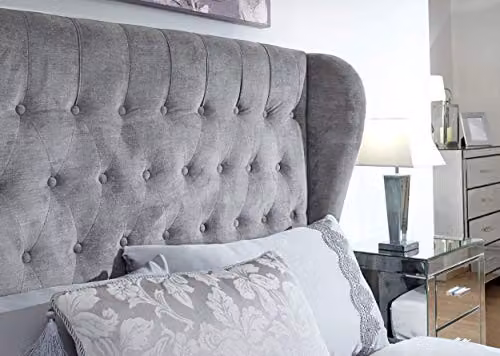 GFW Dakota Ottoman Bed Frame, Platinum Grey Chenille Fabric Upholstered King Size Bed with Gas Lift Storage Base, W/D/H: 180 x 200 x 130 cm – 3