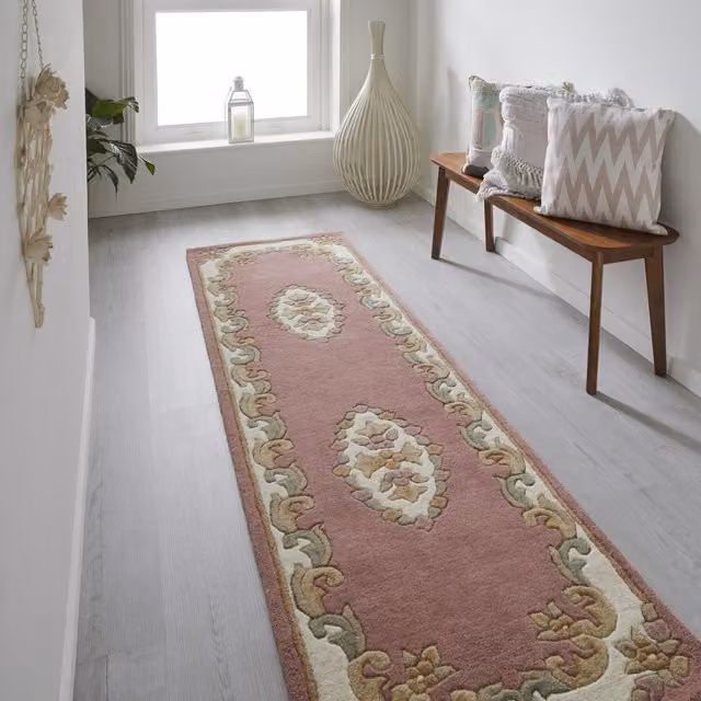 Melrose Interiors Pink Antique Oriental Hand Tufted Wool Area Rug, W/D/H: 235 x 68 x 1 cm