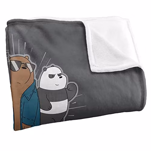 LOGOVISION We Bare Bears Super Soft Microfibre Fleece Throw Blanket, White, W/D/H: 152 x 127 cm – 2