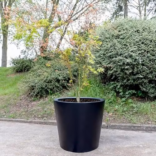 Primrose Jumbo Classic Tapered Round Polystone Planter in Black, Height: 112 cm – 2