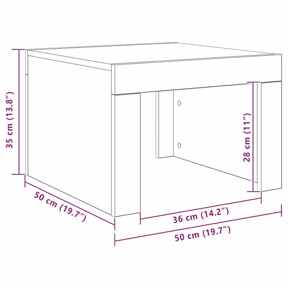 Berkfield Home Square Coffee Table in Concrete Grey, W/D/H: 50 x 50 x 35 cm – 4