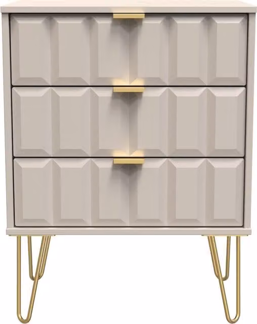 2 U Metro 3 Drawer Chest in Taupe and Gold, Ready Assembled – 1