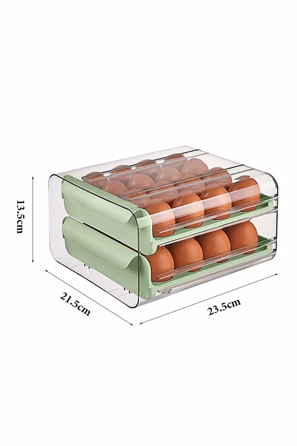 Living and Home 2-Layer 32-Grid Egg Storage Drawer Box in Transparent Light Green – 2