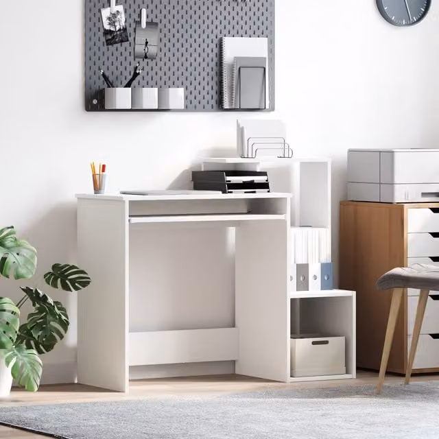 Berkfield Home White Computer Desk with MDF Laminate Finish