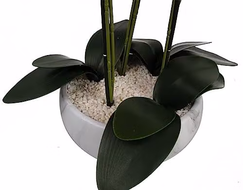 Leaf Design UK Pink Realistic Artificial Orchid Flower Display in a Round Ceramic Pot, H 60 cm x W 40 cm x D 40 cm – 3