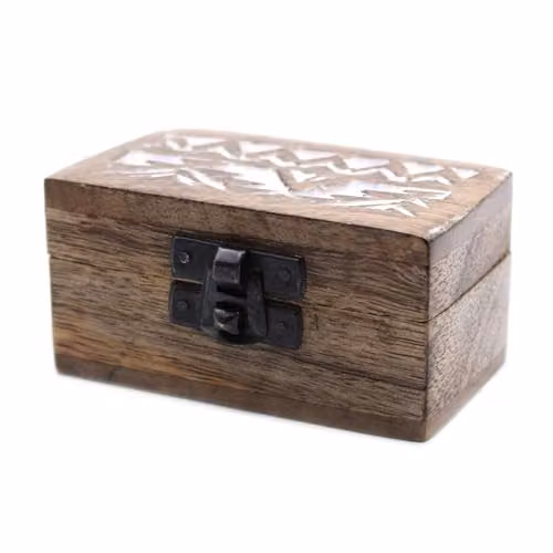 Ancient Wisdom Slavic Design Pill Box in White Washed Wood and Brown