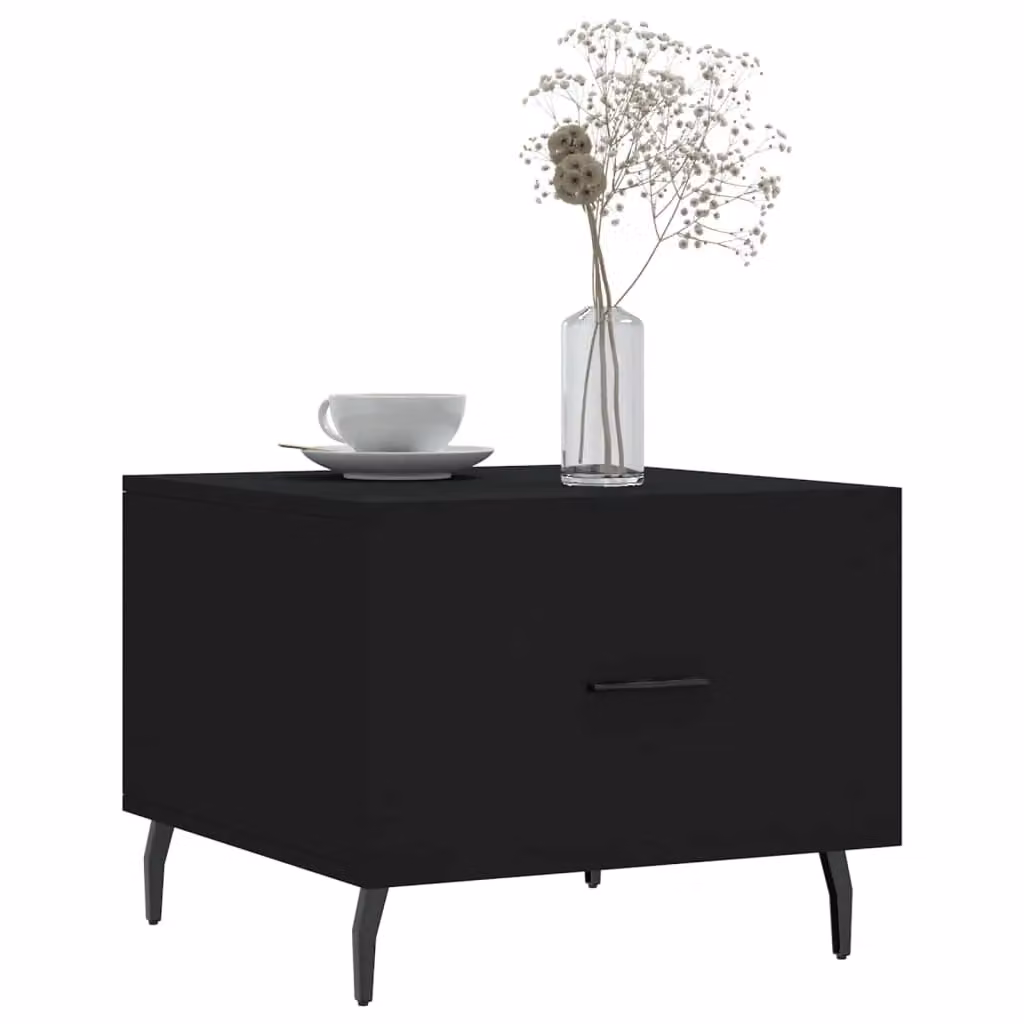 Berkfield Home Set of 2 Black Square Coffee Tables in Engineered Wood, W/D/H: 50 x 50 x 40 cm – 3