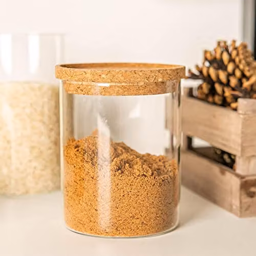 Argon Tableware Scandi Glass Storage Jars with Cork Lids, 0.75 l, 3 Pack, Transparent – 2