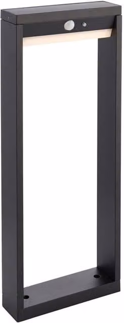 Loops LED Outdoor Bollard Post Light with PIR Motion Sensor, Black and White Aluminium Cylinder, Warm White
