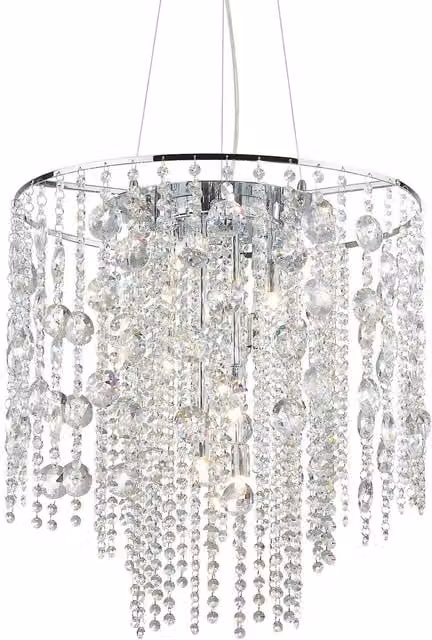 Ideal Lux Evasione 10 Light Crystal Ceiling Pendant in Chrome and Grey