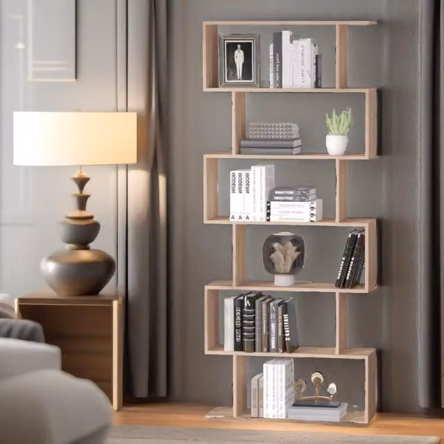 Pirlo Plush 6 Tier Display Stand Room Divider in Natural Brown