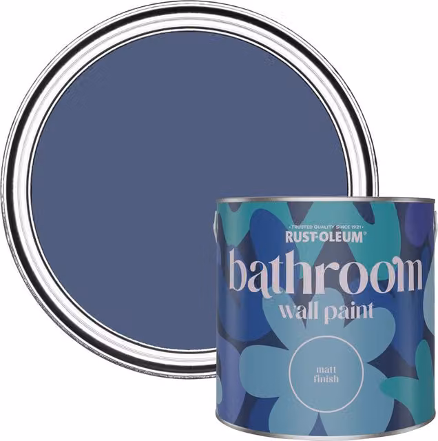 Rust-Oleum Water-Based Matt Bathroom Wall and Ceiling Paint, Blue, 2.5 l