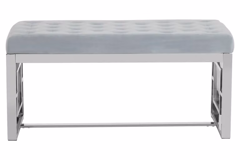 Orsina Powder Blue Velvet and Silver Metal Bench