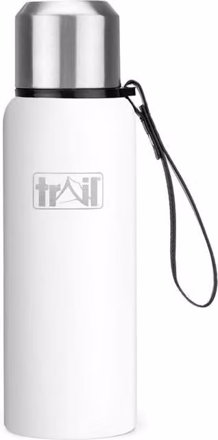 Trail Stainless Steel Vacuum Flask with Strap, White, 1000 ml