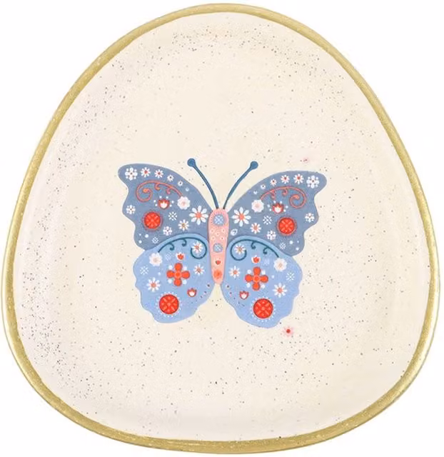 KDMK Floral Ceramic Trinket Tray in White, Blue and Gold